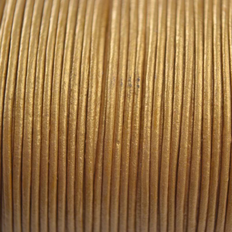 Leer rond geel goud metallic 1mm-Kraaltjes van Renate