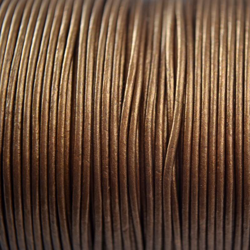 Leer rond goud brons metallic 1mm - per meter-Kraaltjes van Renate