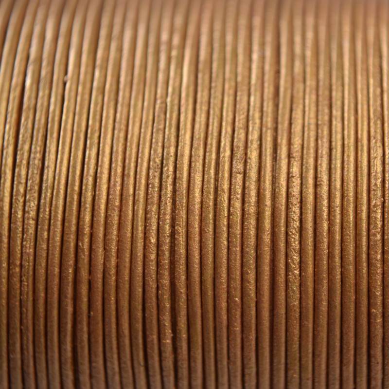 Leer rond goud metallic 1mm - per meter-Kraaltjes van Renate