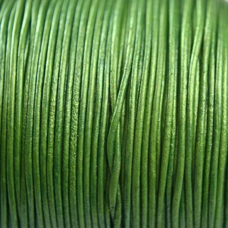 Leer rond groen parelmoer 1mm - per meter-Kraaltjes van Renate