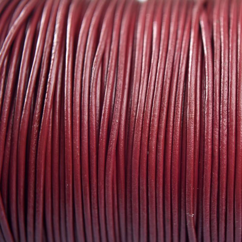 Leer rond kersen rood paars 1mm - per meter-Kraaltjes van Renate