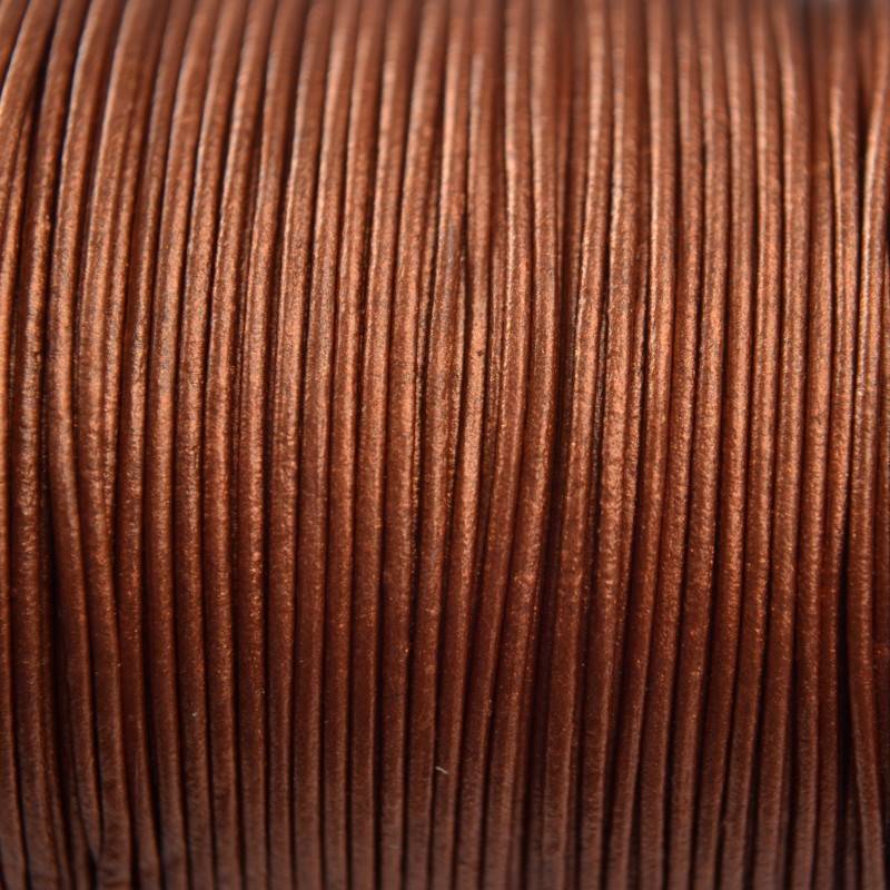 Leer rond koper rood parelmoer metallic 1mm - per meter-Kraaltjes van Renate