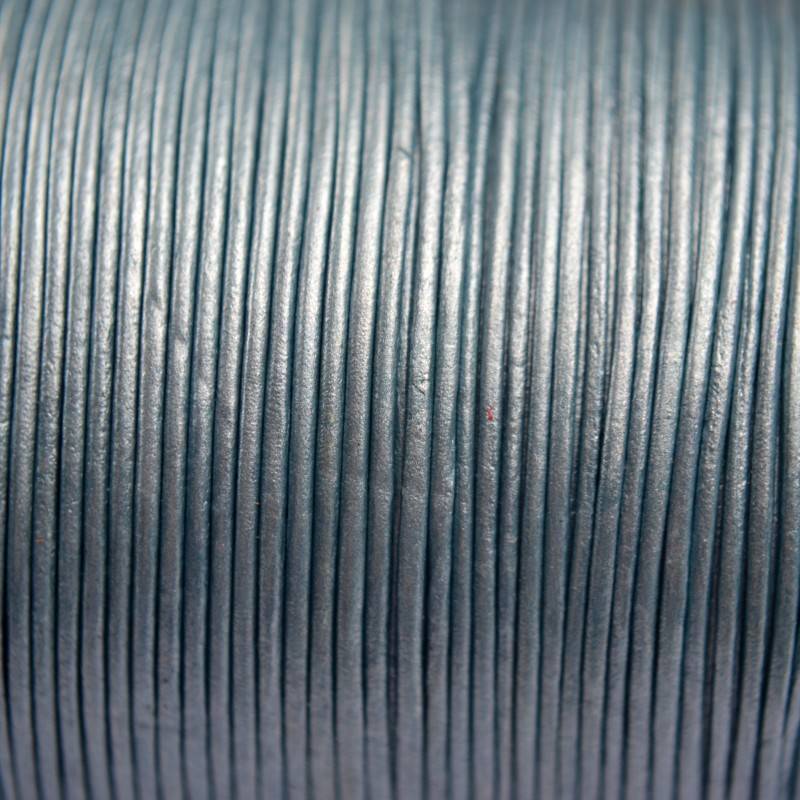 Leer rond licht blauw grijs parelmoer 1mm - per meter-Kraaltjes van Renate