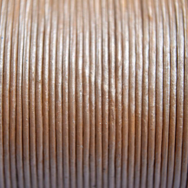 Leer rond licht goud metallic 1mm - per meter-Kraaltjes van Renate