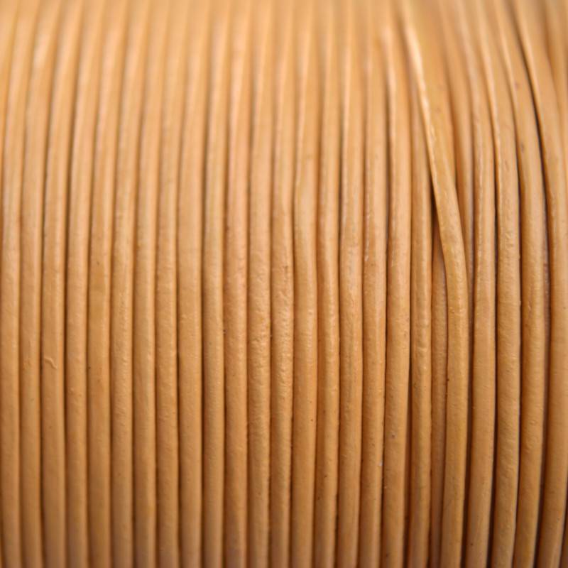 Leer rond mat oker geel camel 1mm - per meter-Kraaltjes van Renate