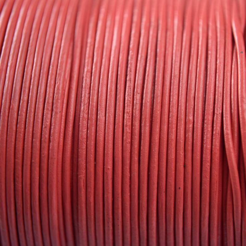 Leer rond roze rood 1mm - per meter-Kraaltjes van Renate