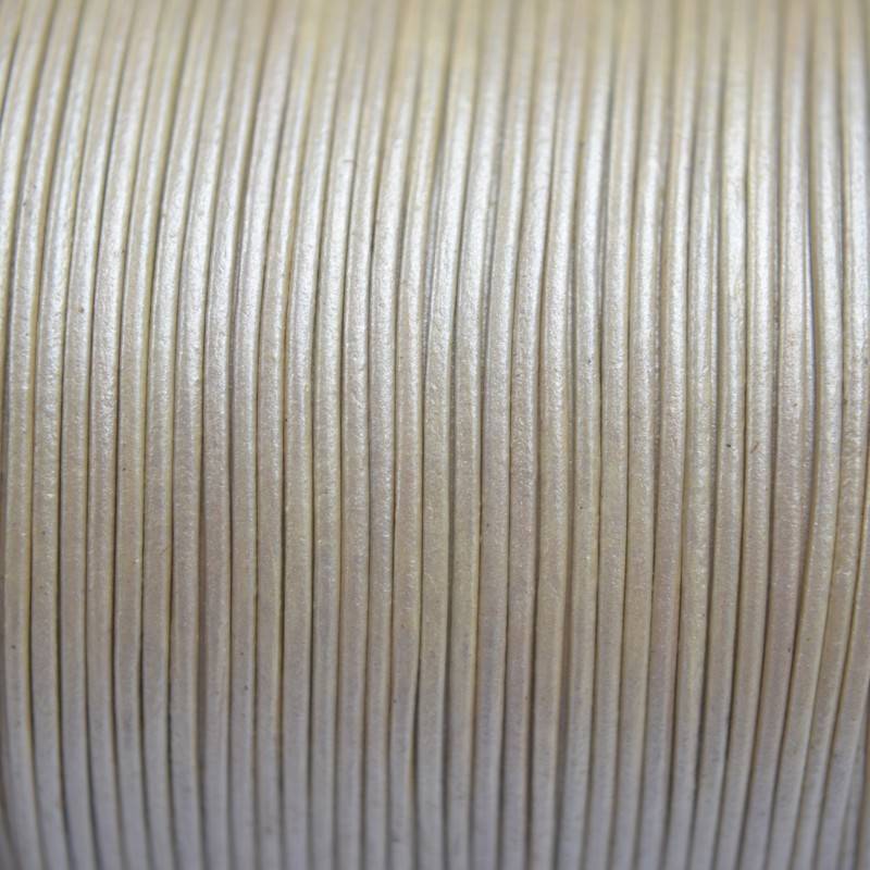 Leer rond wit parelmoer goud 1mm - per meter-Kraaltjes van Renate