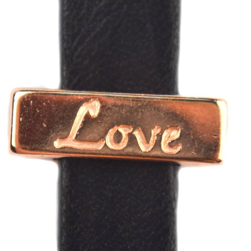 Leerschuiver LOVE Ø10x2.5mm Rosegoud DQ-Kraaltjes van Renate