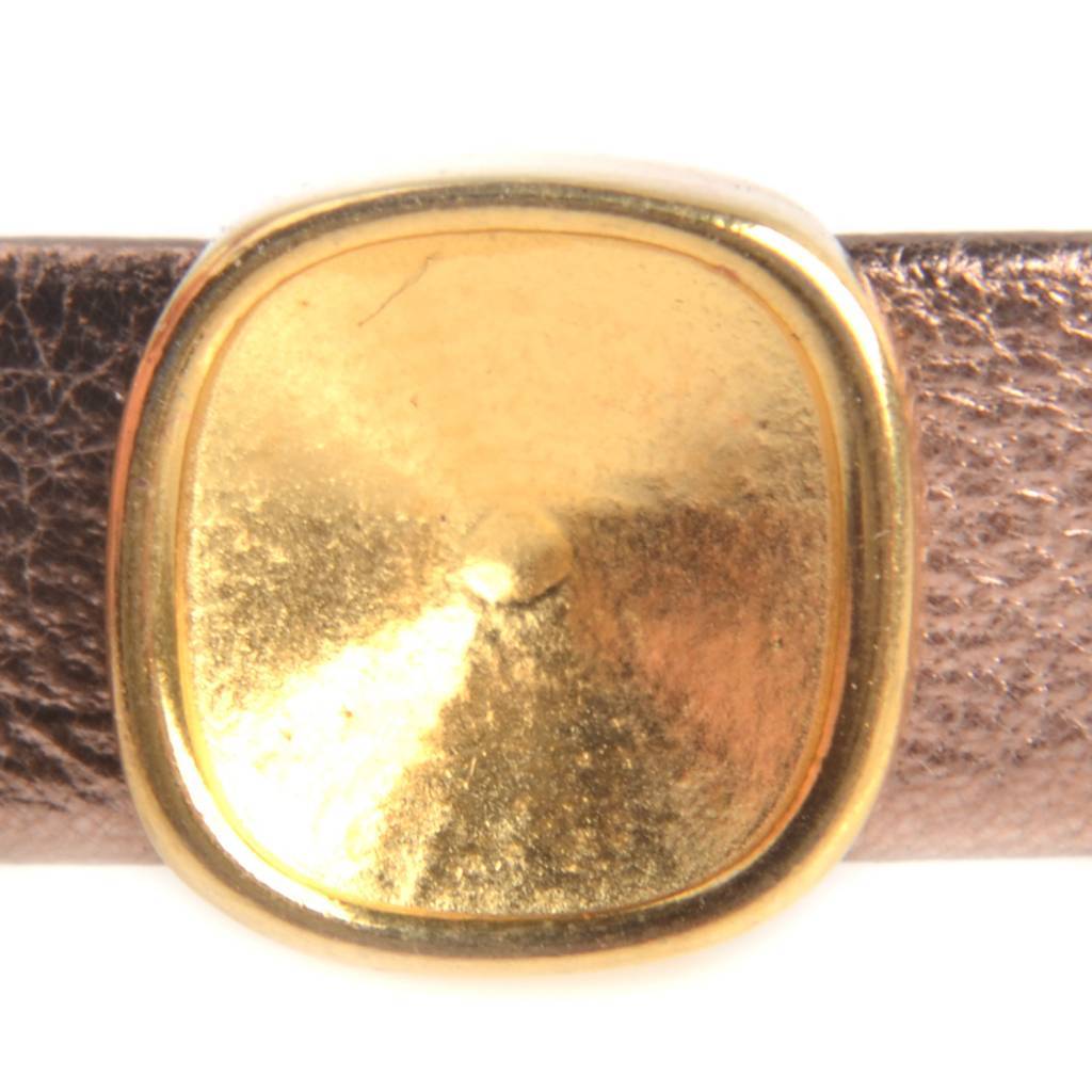Leerschuiver Ø10x2mm vierkant swarovski Goud DQ-Kraaltjes van Renate