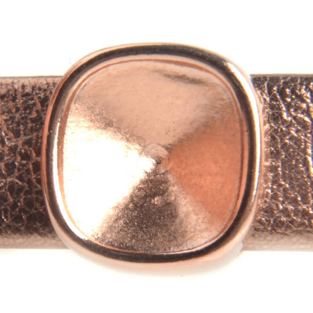 Leerschuiver Ø10x2mm vierkant swarovski Rosegoud DQ-Kraaltjes van Renate