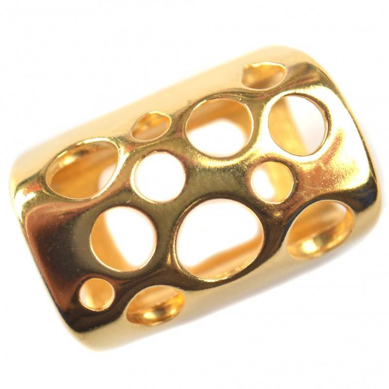 Leerschuiver Ø10x6mm bubbels metaal goud DQ 22x15mm-Kraaltjes van Renate
