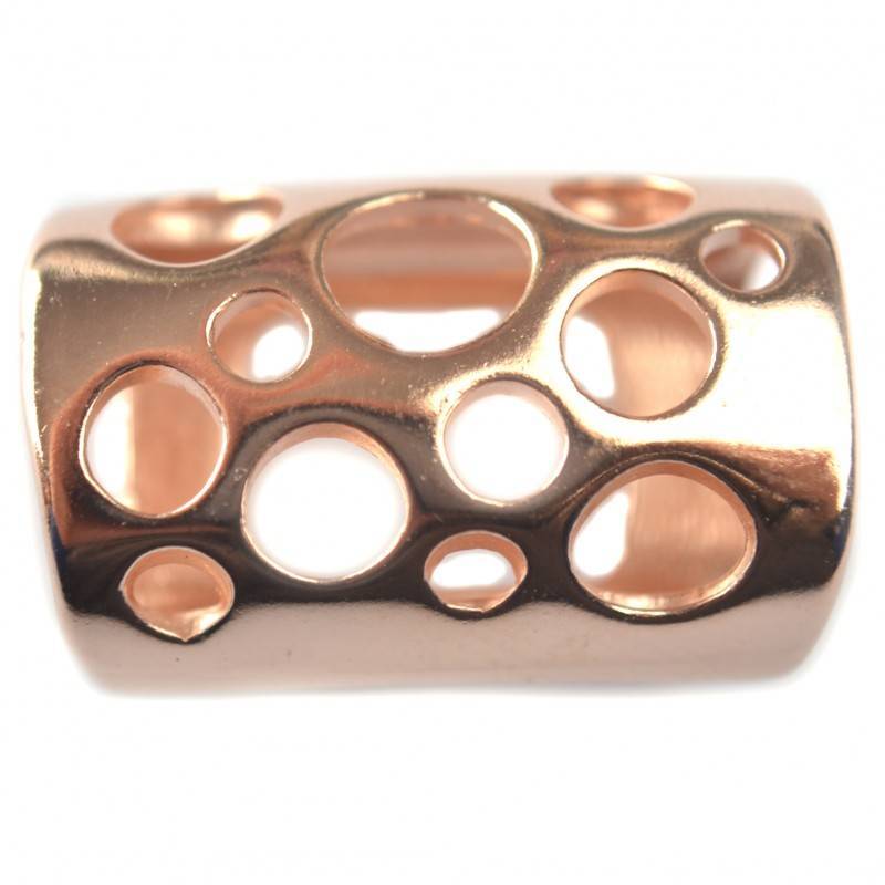 Leerschuiver Ø10x6mm bubbels metaal roségoud DQ 22x15mm-Kraaltjes van Renate