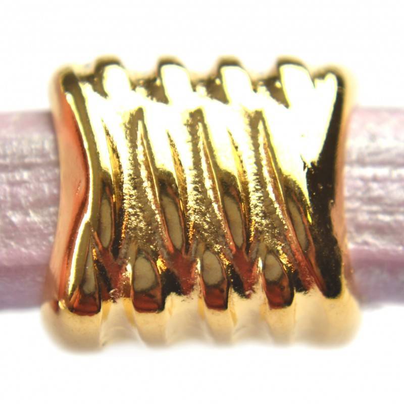 Leerschuiver Ø10x6mm crossed metaal goud DQ 16x15mm-Kraaltjes van Renate