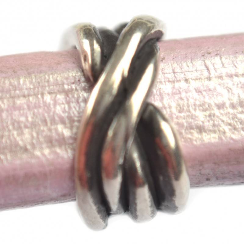 Leerschuiver Ø10x6mm knoop metaal zilver DQ 6x13mm-Kraaltjes van Renate