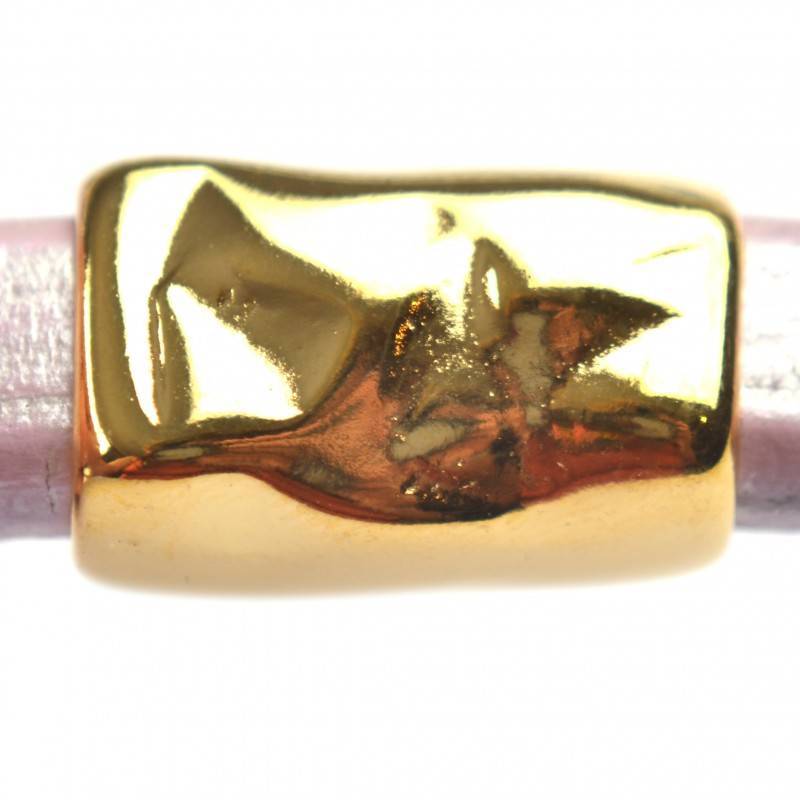 Leerschuiver Ø10x6mm langwerpig metaal goud DQ 21x13mm-Kraaltjes van Renate