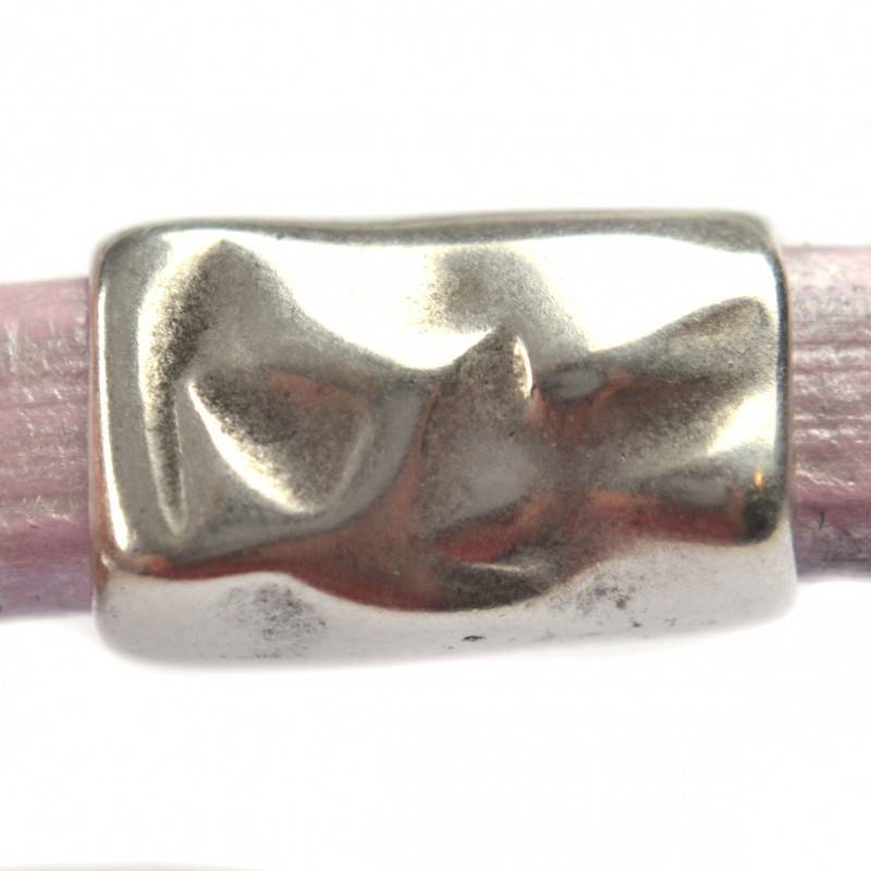 Leerschuiver Ø10x6mm langwerpig metaal zilver DQ 21x13mm-Kraaltjes van Renate