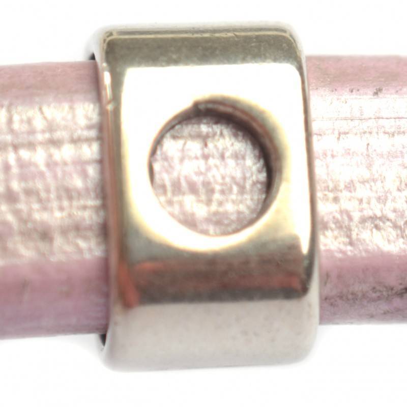 Leerschuiver Ø10x6mm met 1 gat metaal zilver DQ 9x13mm-Kraaltjes van Renate