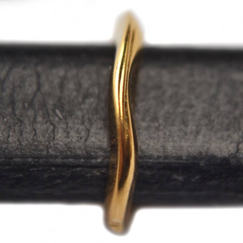 Leerschuiver Ø10x6mm metaal goud DQ 13mm-Kraaltjes van Renate