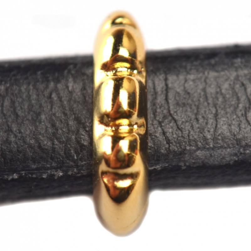 Leerschuiver Ø10x6mm metaal goud DQ 15mm-Kraaltjes van Renate