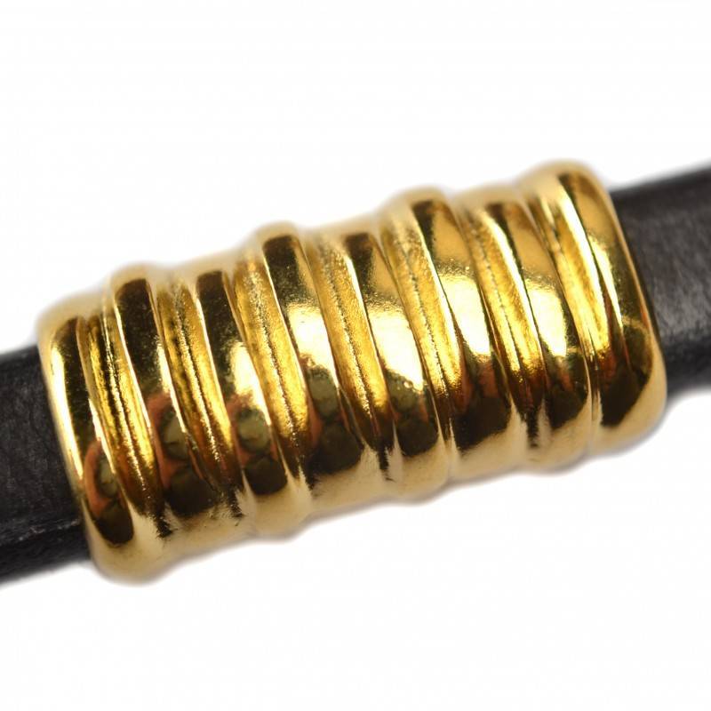 Leerschuiver Ø10x6mm metaal goud DQ 26x14mm-Kraaltjes van Renate