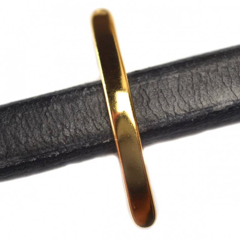 Leerschuiver Ø10x6mm metaal goud DQ 32x10mm-Kraaltjes van Renate