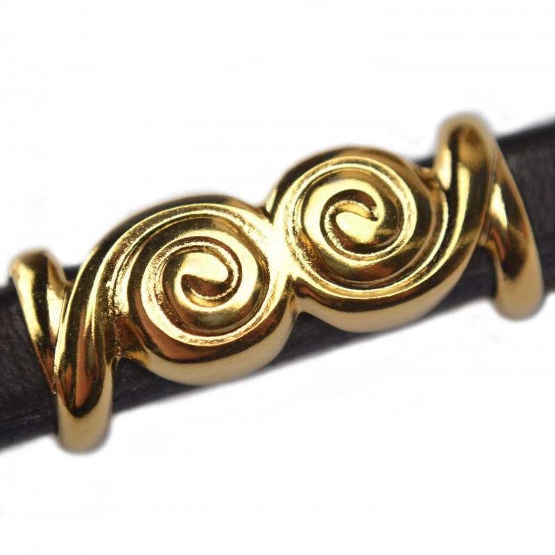 Leerschuiver Ø10x6mm metaal goud DQ 33x14mm-Kraaltjes van Renate
