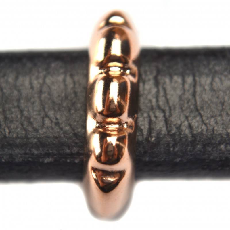 Leerschuiver Ø10x6mm metaal rosé goud DQ 15mm-Kraaltjes van Renate