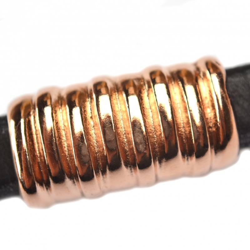 Leerschuiver Ø10x6mm metaal rosé goud DQ 26x14mm-Kraaltjes van Renate