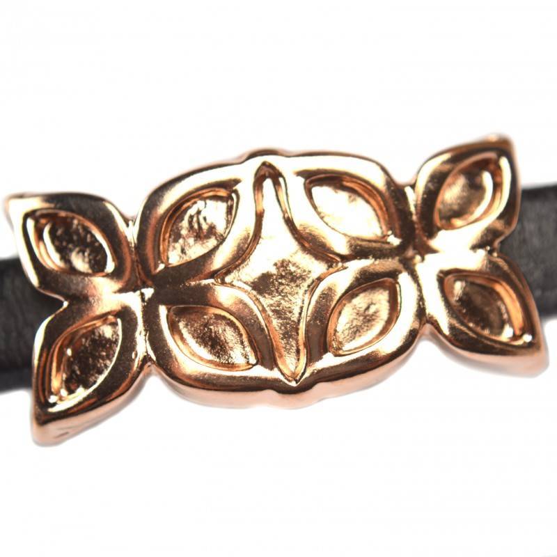 Leerschuiver Ø10x6mm metaal rosé goud DQ 37x19mm-Kraaltjes van Renate