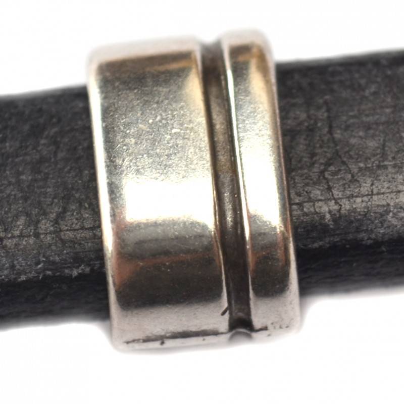 Leerschuiver Ø10x6mm metaal zilver DQ 13x9mm-Kraaltjes van Renate