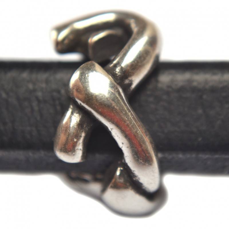 Leerschuiver Ø10x6mm metaal zilver DQ 14x11mm-Kraaltjes van Renate