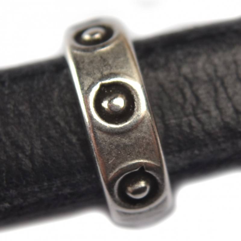 Leerschuiver Ø10x6mm metaal zilver DQ 14x4mm-Kraaltjes van Renate