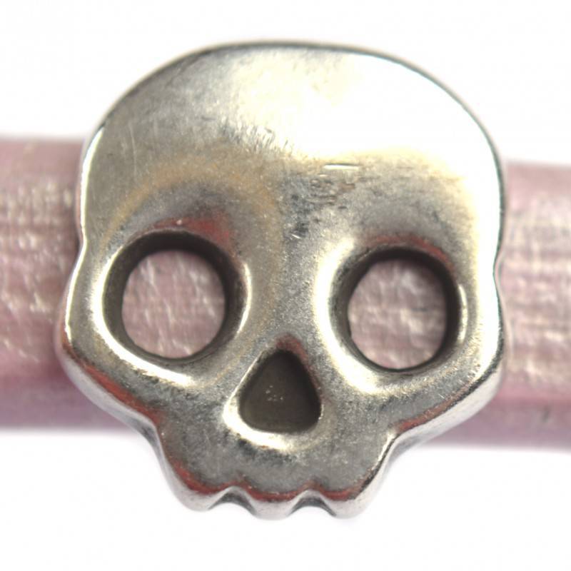 Leerschuiver Ø10x6mm metaal zilver DQ 17mm-Kraaltjes van Renate