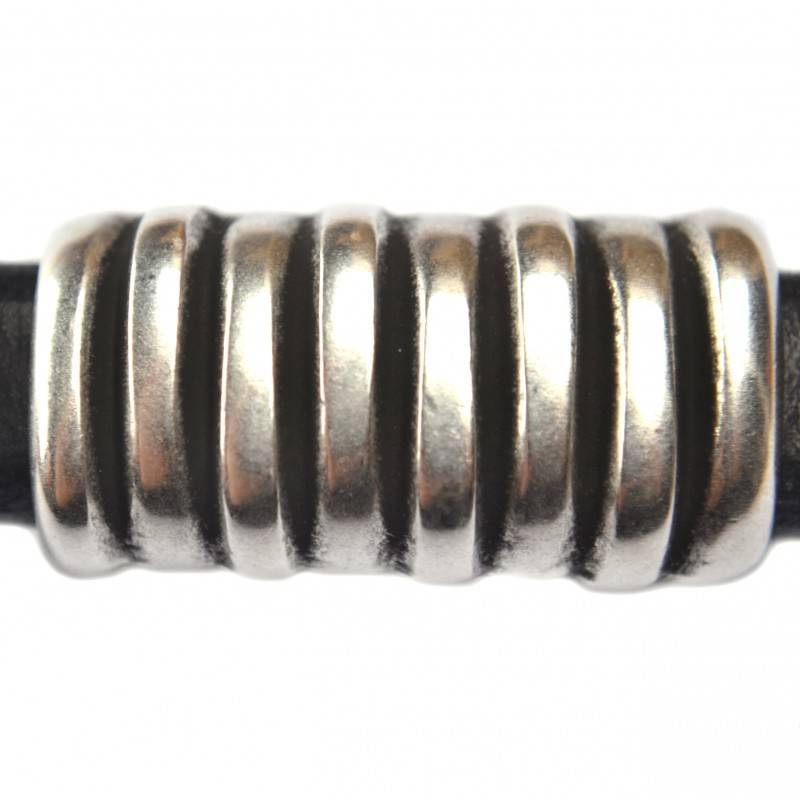 Leerschuiver Ø10x6mm metaal zilver DQ 26x14mm-Kraaltjes van Renate