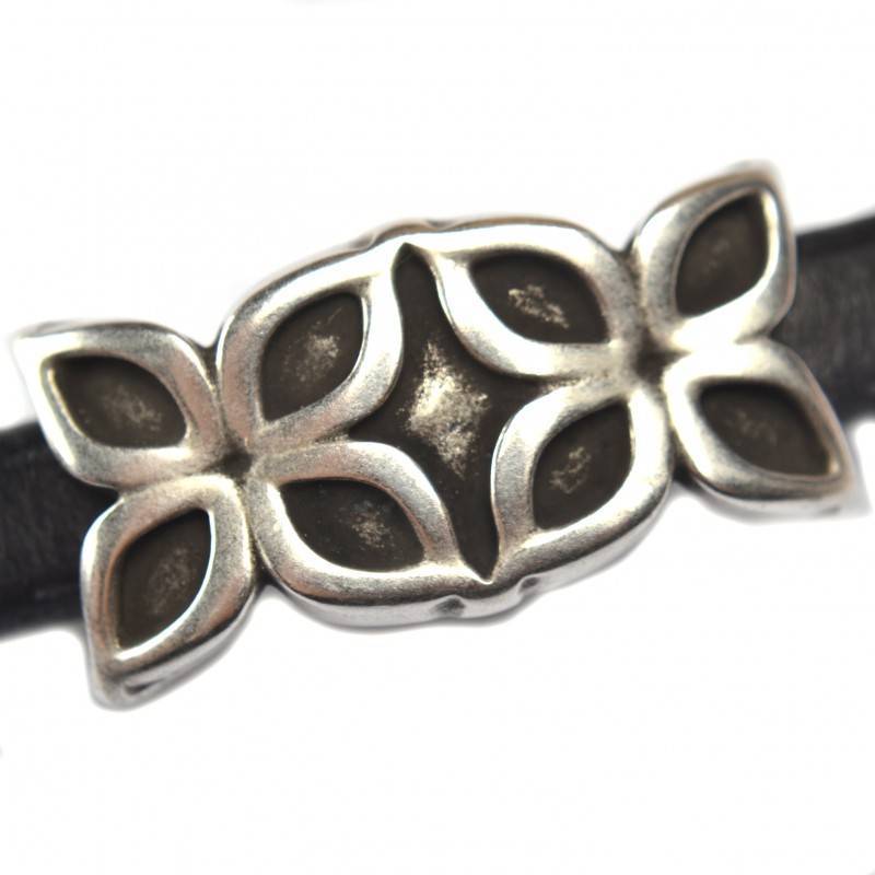 Leerschuiver Ø10x6mm metaal zilver DQ 37x19mm-Kraaltjes van Renate