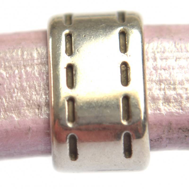 Leerschuiver Ø10x6mm stiksel metaal zilver DQ 9x13mm-Kraaltjes van Renate
