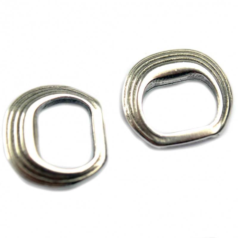 Leerschuiver Ø10x6mm zilver DQ ring metaal-Kraaltjes van Renate