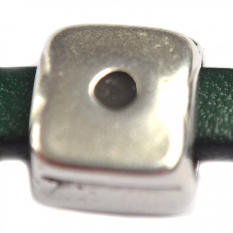 Leerschuiver Ø6x2mm vierkant metaal zilver DQ 10mm-Kraaltjes van Renate