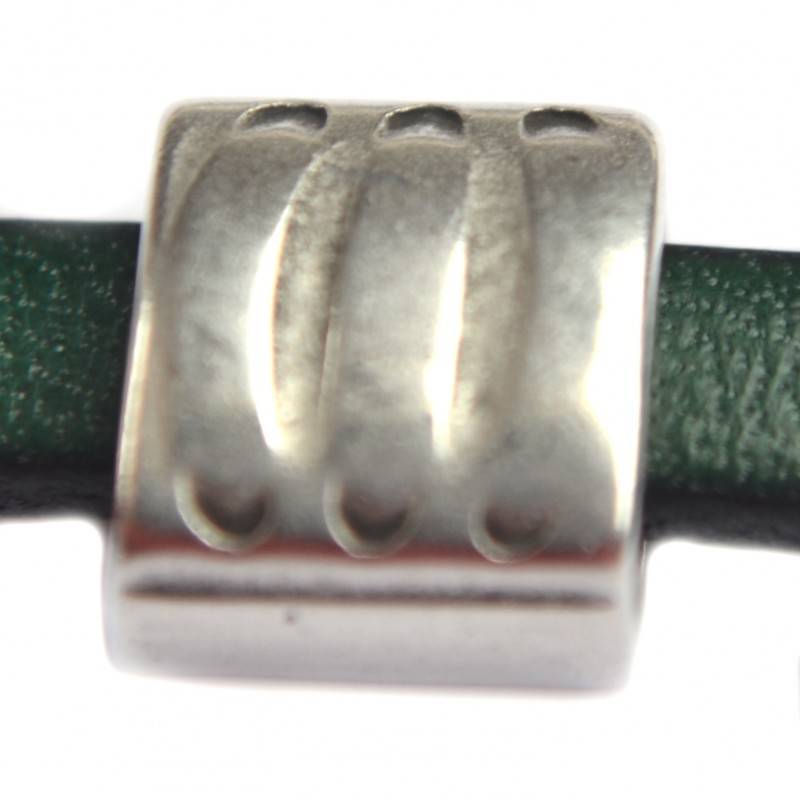 Leerschuiver Ø6x2mm vierkant metaal zilver DQ 9mm-Kraaltjes van Renate