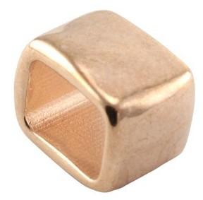 Leerschuiver Rechthoek Ø10x6mm Roségoud DQ 14mm-Kraaltjes van Renate