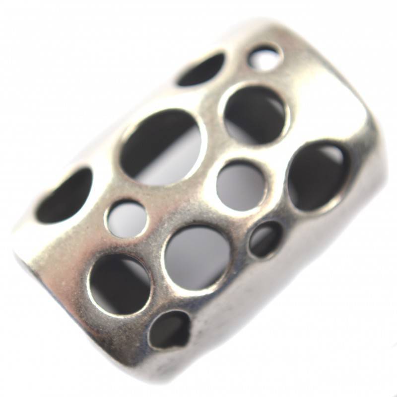 Leerschuiver bubbels Ø10x6mm metaal zilver DQ 22x15mm-Kraaltjes van Renate