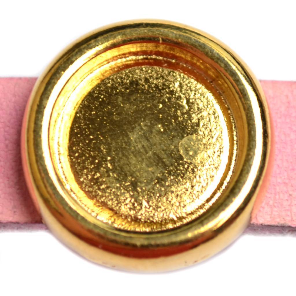 Leerschuiver cabochon 12mm Ø10x2.5mm Goud DQ-Kraaltjes van Renate
