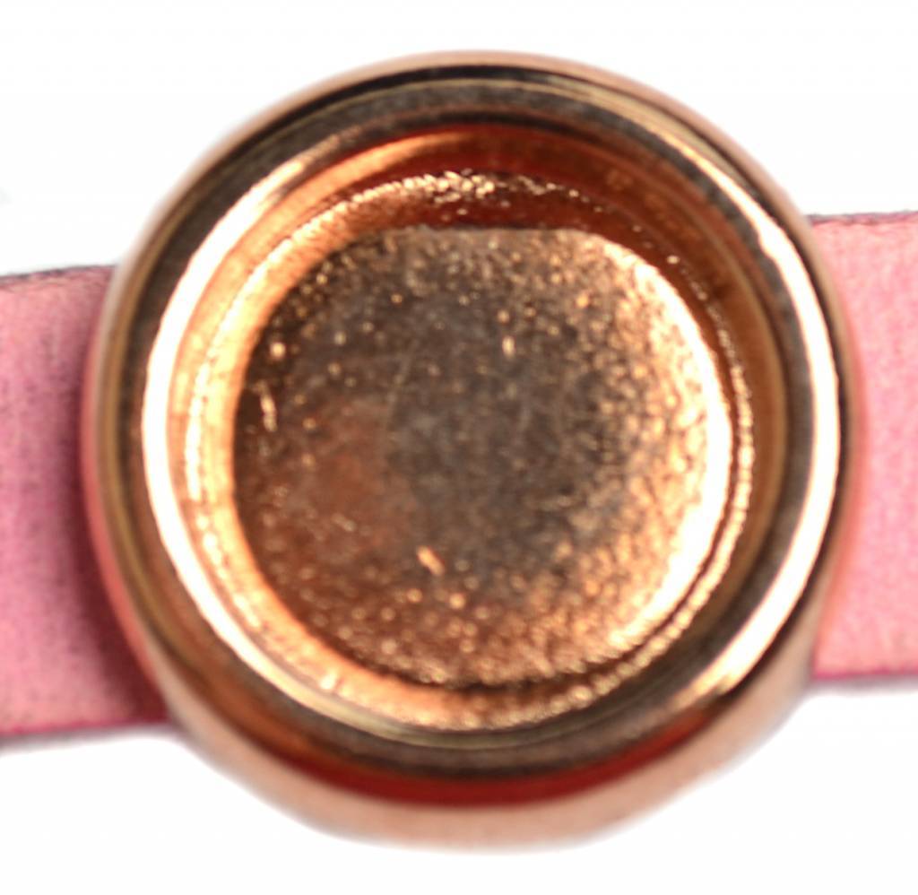 Leerschuiver cabochon 12mm Ø10x2.5mm Rosegoud DQ-Kraaltjes van Renate
