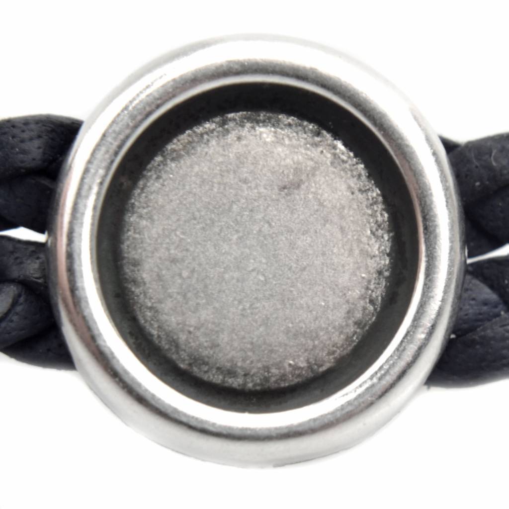 Leerschuiver cabochon 12mm Ø10x2.5mm Zilver DQ 16mm-Kraaltjes van Renate