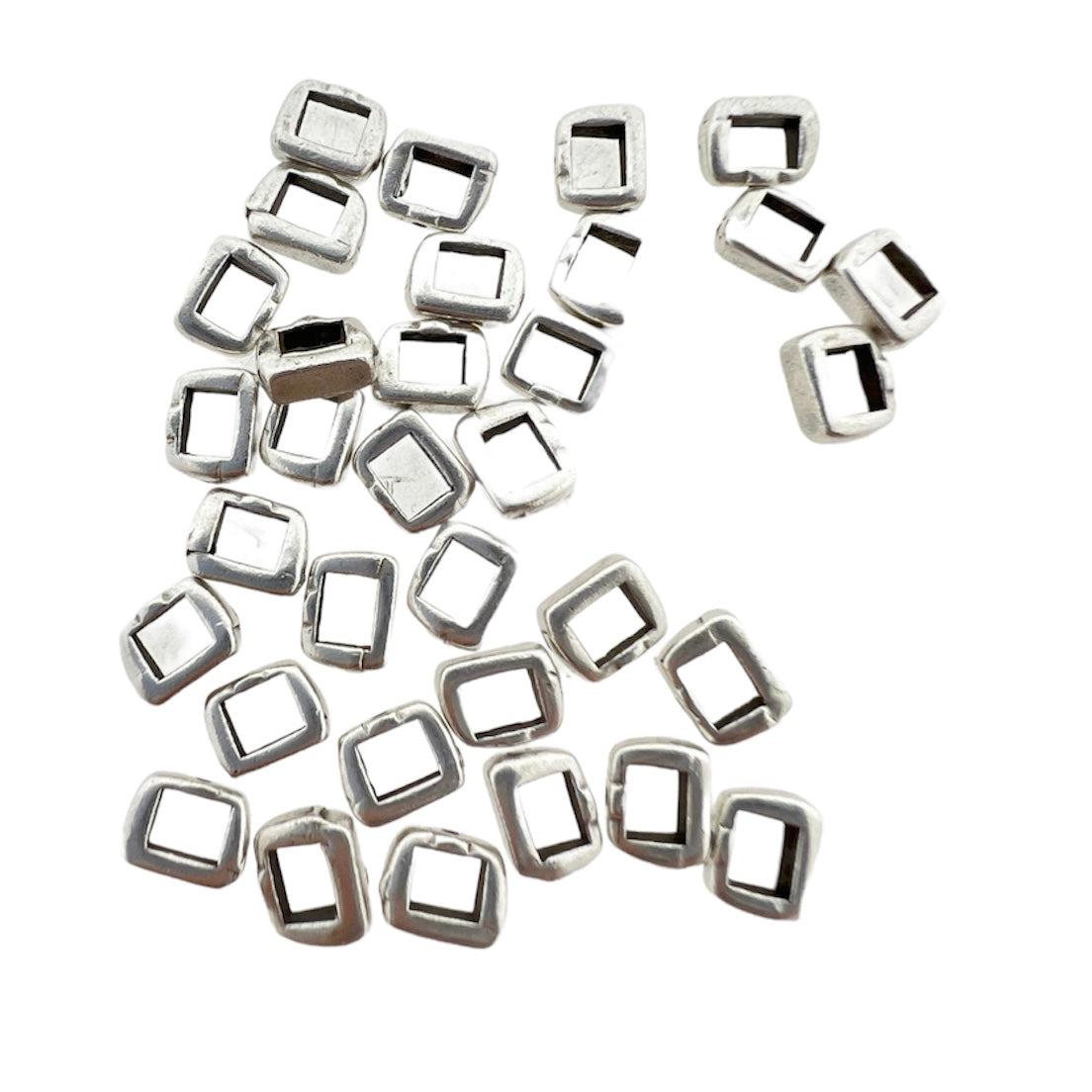 Leerschuiver crimp motief zilver 5.4x4.7mm DQ-leerschuivers-Kraaltjes van Renate