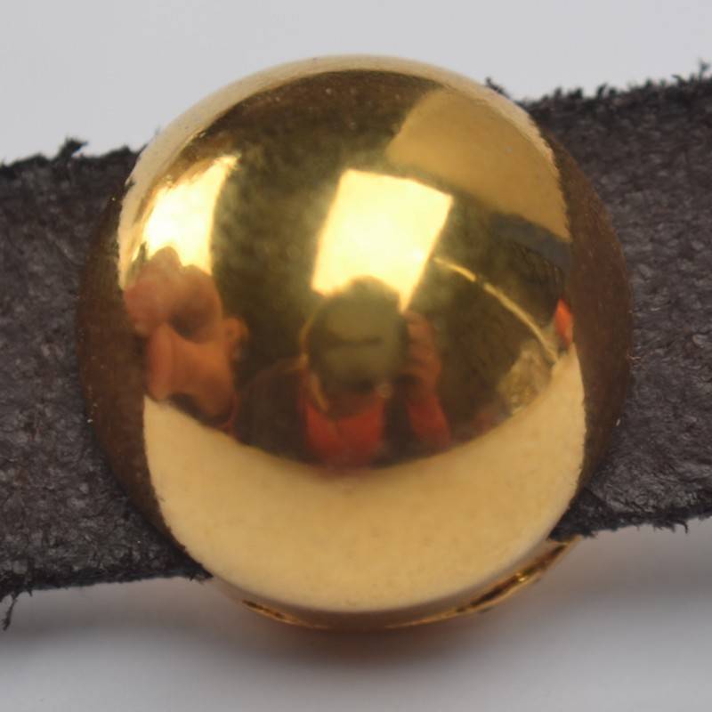 Leerschuiver half rond Ø10x2.5mm metaal goud DQ 13mm-Kraaltjes van Renate