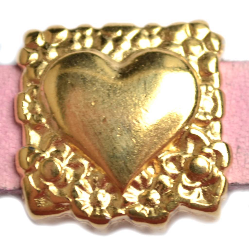 Leerschuiver hart Ø10x2.5 Goud DQ 17mm-Kraaltjes van Renate