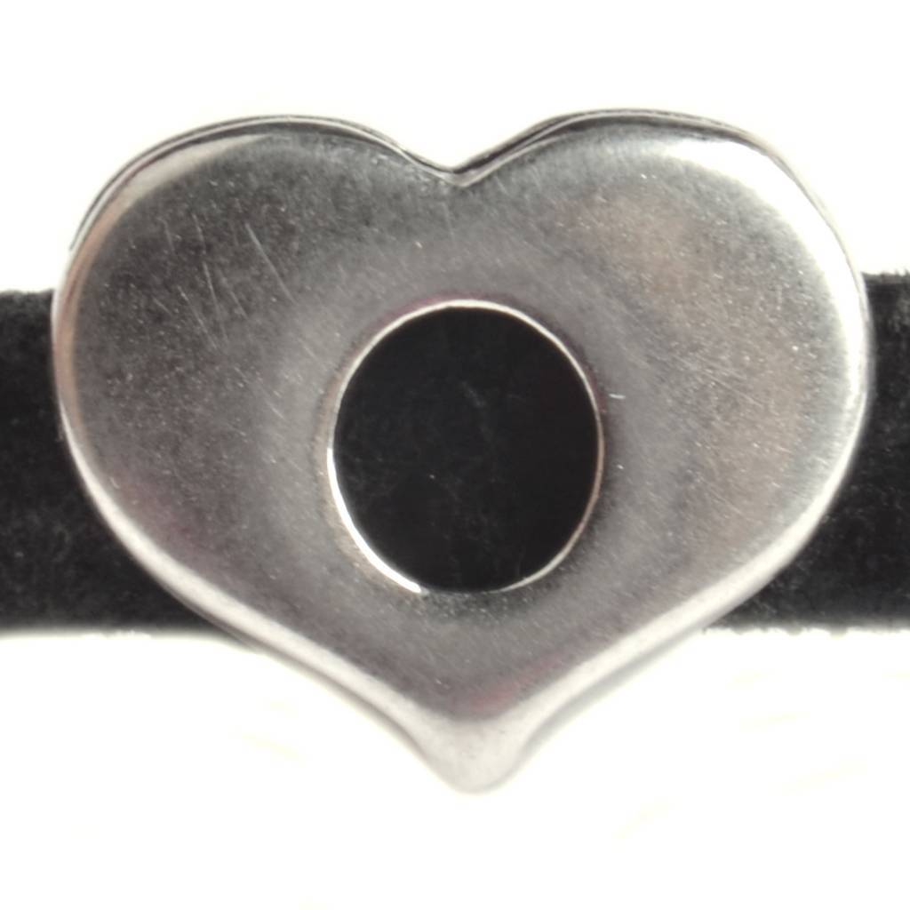 Leerschuiver hartje Ø5x2mm Zilver DQ-Kraaltjes van Renate