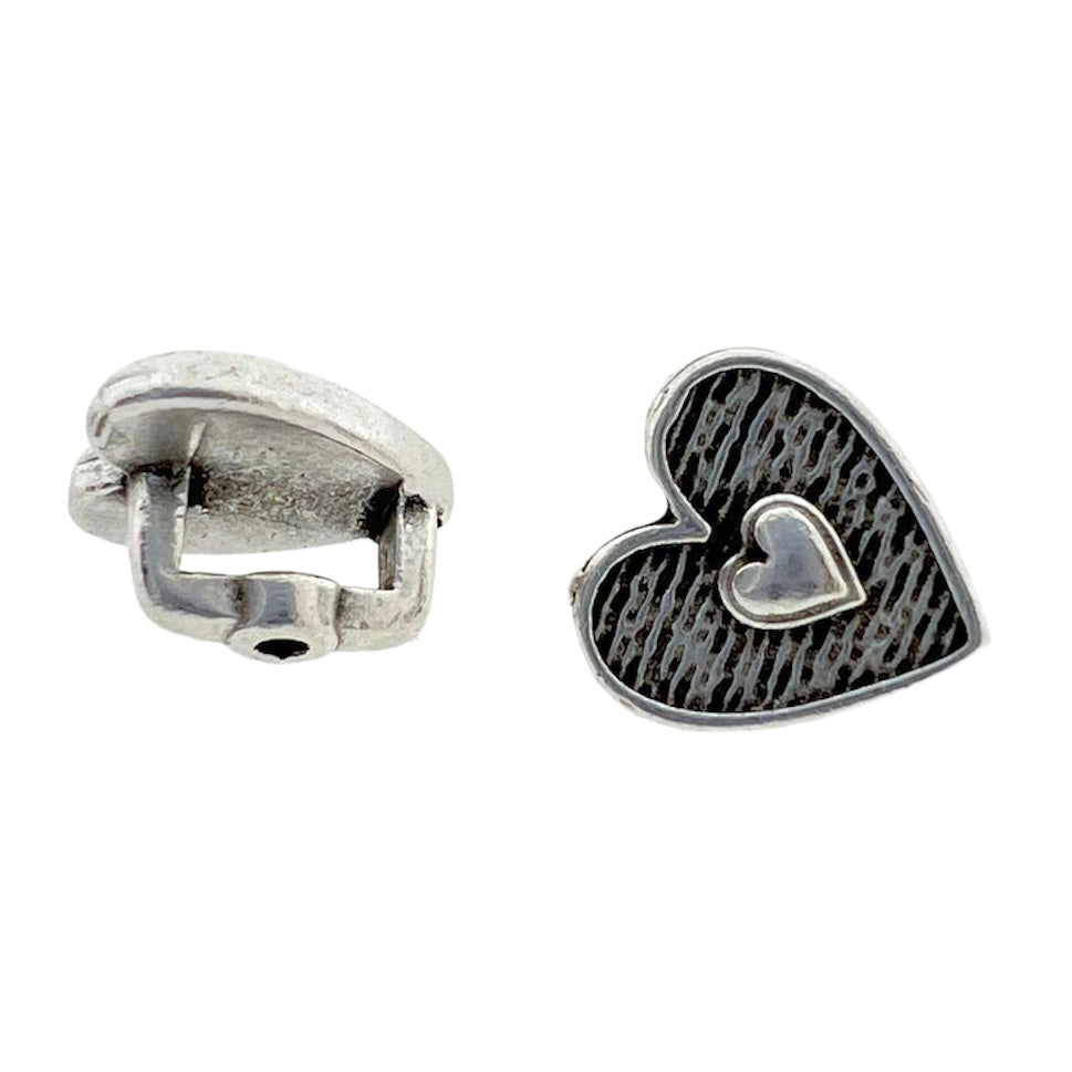 Leerschuiver hartje zilver 9.2x5.9 DQ-leerschuivers-Kraaltjes van Renate