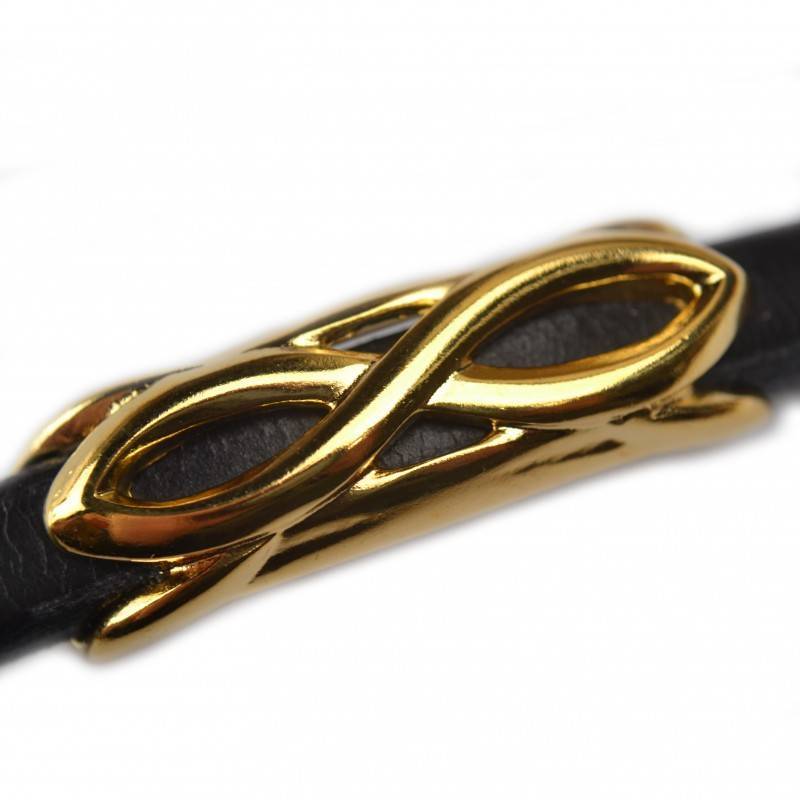 Leerschuiver infinity Ø10x6mm metaal goud DQ 45x14mm-Kraaltjes van Renate